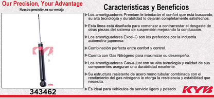AMORTIGUADOR TRASERO GAS EXCEL-G NISSAN PLATINA (2002-2007) - RENAULT. CLIO EXC SPORT (2002-2010) KYB