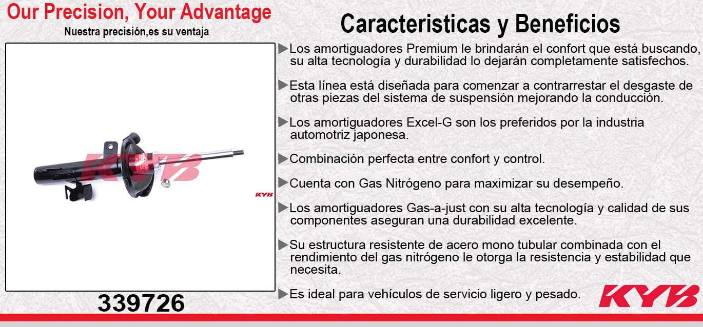 AMORTIGUADOR DELANTERO IZQUIERDO GAS EXCEL-G MAZDA 3 (2006-2009) KYB