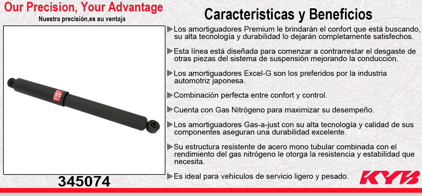 AMORTIGUADOR TRASERO GAS EXCEL-G CHEVROLET SILVERADO O SIERRA PICK UP [SOLO MODELOS 2WD] TODOS (EXC. CLASSIC SERIES, HEAVY DUTY Y SUSP. ELECTRONICA) 2007-2010 - CHEVROLET SILVERADO O SIERRA PICK UP [SOLO MODELOS 4WD] TODOS (EXC. CLASSIC SERIES, HEAVY KYB