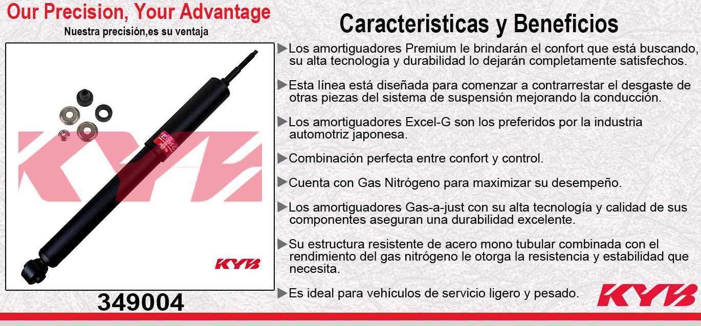 AMORTIGUADOR DELANTERO GAS EXCEL-G FORD F-250 SUPER DUTY (2012-2016) "SOLO MODELOS 4WD" - F-450 [SUPER DUTY EXC DIESEL] 2WD (2005-2010) - FORD F-550 [SOLO SUPER DUTY] TODOS (2008-2010) KYB