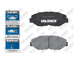 BALATA SEMIMETÁLICA DELANTERA ACURA ILX 2013-2015 / HONDA ACCORD 2004-2007 2011-2017 / CIVIC 2013-2021 / CR-V 2002-2006 2012-2016 / CR-Z 2016 / ELEMENT 2003-2011 / FIT 2013-2014 / PILOT 2004-2008 WAGNER