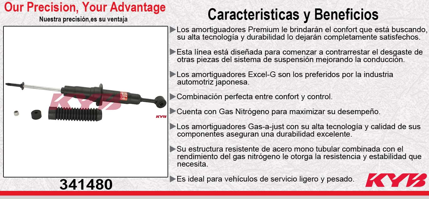 AMORTIGUADOR DELANTERO GAS EXCEL-G TOYOTA. TUNDRA 4X2 Y 4X4 (2007-2012) KYB
