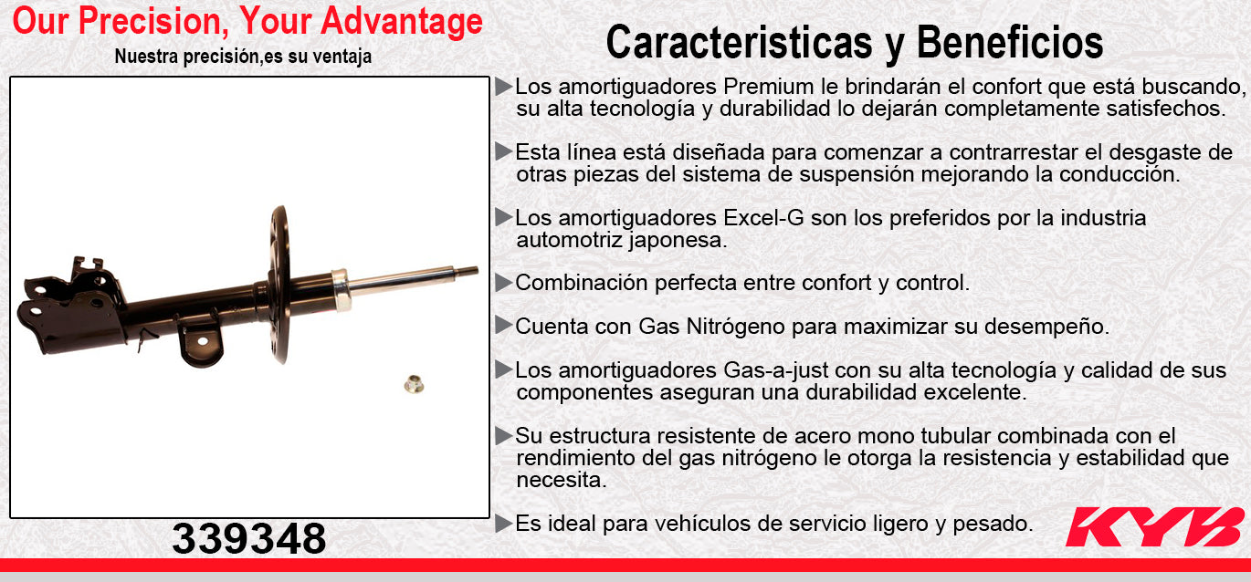AMORTIGUADOR DELANTERO IZQUIERDO GAS EXCEL-G NISSAN PATHFINDER TODOS (2013-2021) - MURANO (2015-2020) - INFINITI JX35 (13) - QX60 (2014-2020) KYB