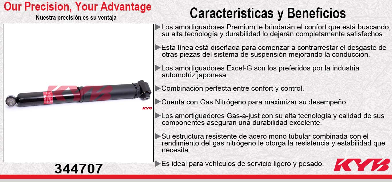 AMORTIGUADOR TRASERO GAS EXCEL-G RENAULT SCENIC L4 2.0 (2001-2009). KYB
