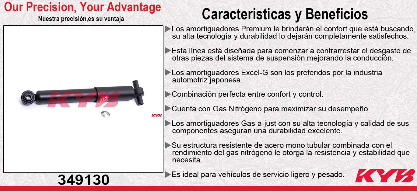 AMORTIGUADOR TRASERO GAS EXCEL-G BUICK ENCLAVE (2008-2017) - CHEV. ACADIA (2007-2017) - TRAVERSE (2009-2017) - 17) - SATURN OUTLOOK (2007-2010). KYB