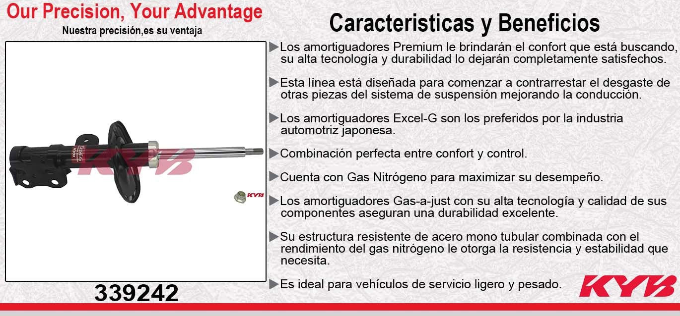 AMORTIGUADOR DELANTERO DERECHO GAS EXCEL-G TOYOTA PRIUS (2010-2017). KYB