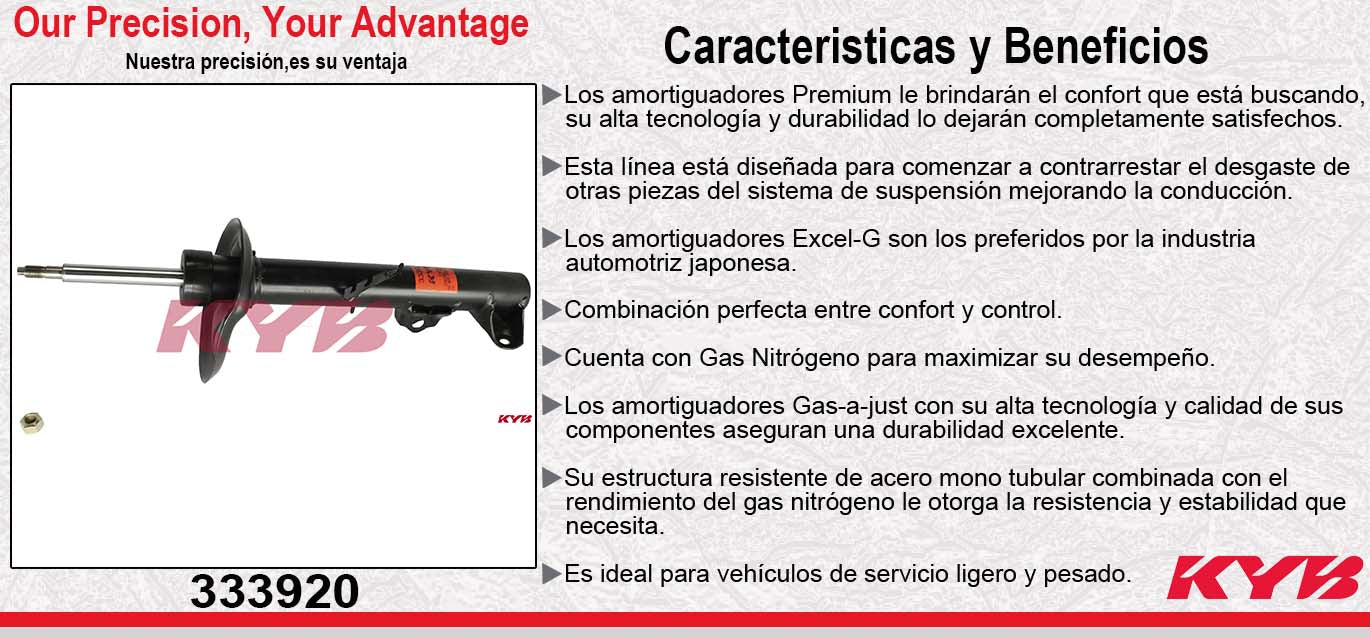 AMORTIGUADOR DELANTERO IZQUIERDO GAS EXCEL-G BMW. SERIE3 (E36) (1995-1998) - 318I (97) - 323IS (1998-1999) - 325I 95 - 328IS (1996-1999) KYB