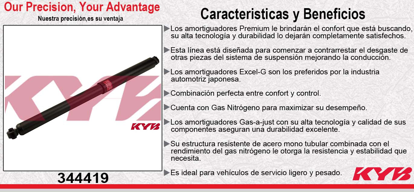 AMORTIGUADOR TRASERO GAS EXCEL-G FORD PICK-UP F-250 SUPERDUTY 4X4 (1999-2004) - F-350 SUPERDUTY 4X4 (1999-2004) - PICK-UP LOBO F250 4X4 (2001-2003) KYB