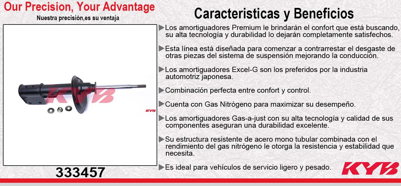 AMORTIGUADOR DELANTERO DERECHO GAS EXCEL-G PEUGEOT 307 HATCHBACK (2006-2008) - PEUGEOT (307) STATION WAGON (2006-2009) - PEUGEOT 307 STATION WAGON (2004-2005). KYB