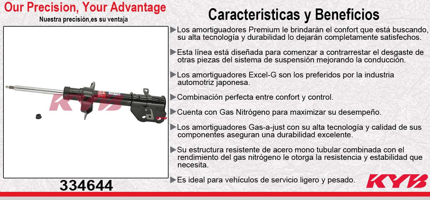 AMORTIGUADOR DELANTERO DERECHO GAS EXCEL-G FORD EDGE (2007-2010) - LINCOLN MKX (2007-2010). KYB