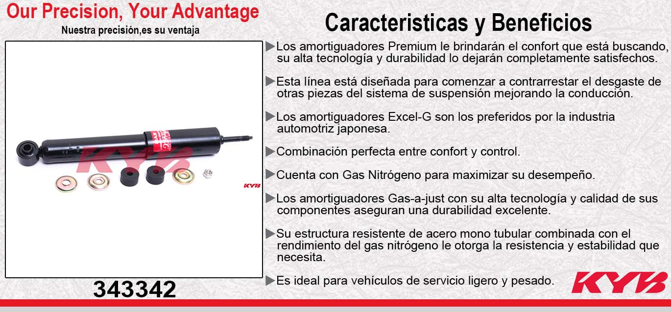 AMORTIGUADOR DELANTERO GAS EXCEL-G NISSAN. PICKUP NP300 2WD (2009-2011) KYB
