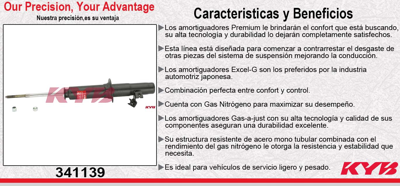 AMORTIGUADOR DELANTERO IZQUIERDO GAS EXCEL-G HONDA CIVIC (1992-1995) - CIVIC SOL (1993-1997) - ACURA. INTEGRA (1994-2001) KYB
