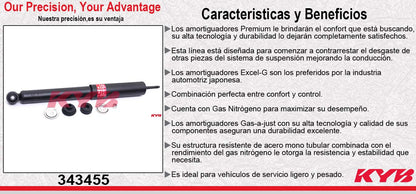 AMORTIGUADOR TRASERO GAS EXCEL-G CHEV CORSA SEDAN & HATCHBACK (2002-2008) - MALIBU (2008-2012) - PONTIAC G6 (2005-2010) - SATURN AURA (2007-2009). KYB