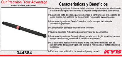AMORTIGUADOR DELANTERO GAS EXCEL-G CHEV SUBURBAN 2500 4X2 (2001-2006) TODOS C/SUSP. DE BARRA DE TORSIËN EXC. C/SUSP. Z55 - YUKON XL 2500 (2000-2011) - CHEYENNE (1999-2006) - SILVERADO (1999-2006) - CUSTOM 1500 / 2500 (1999-2006) - C3500 HEAVY DUTY KYB