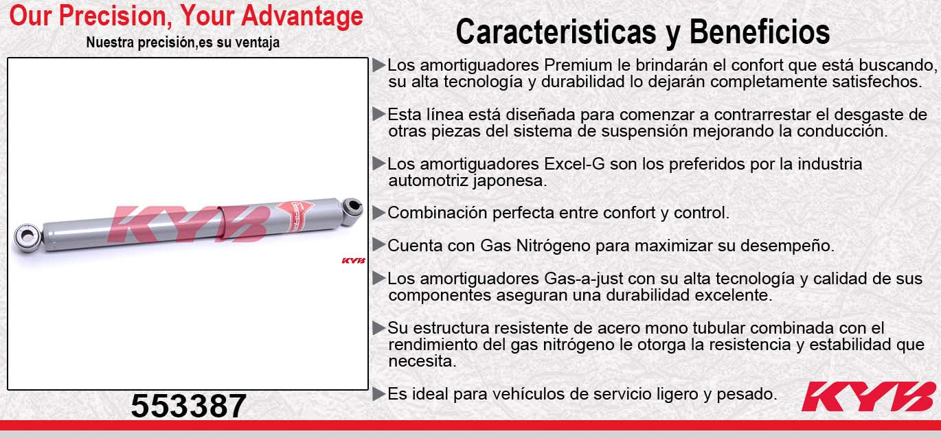 AMORTIGUADOR TRASERO GAS-A-JUST NISSAN VAN URVAN (2000-2013). KYB