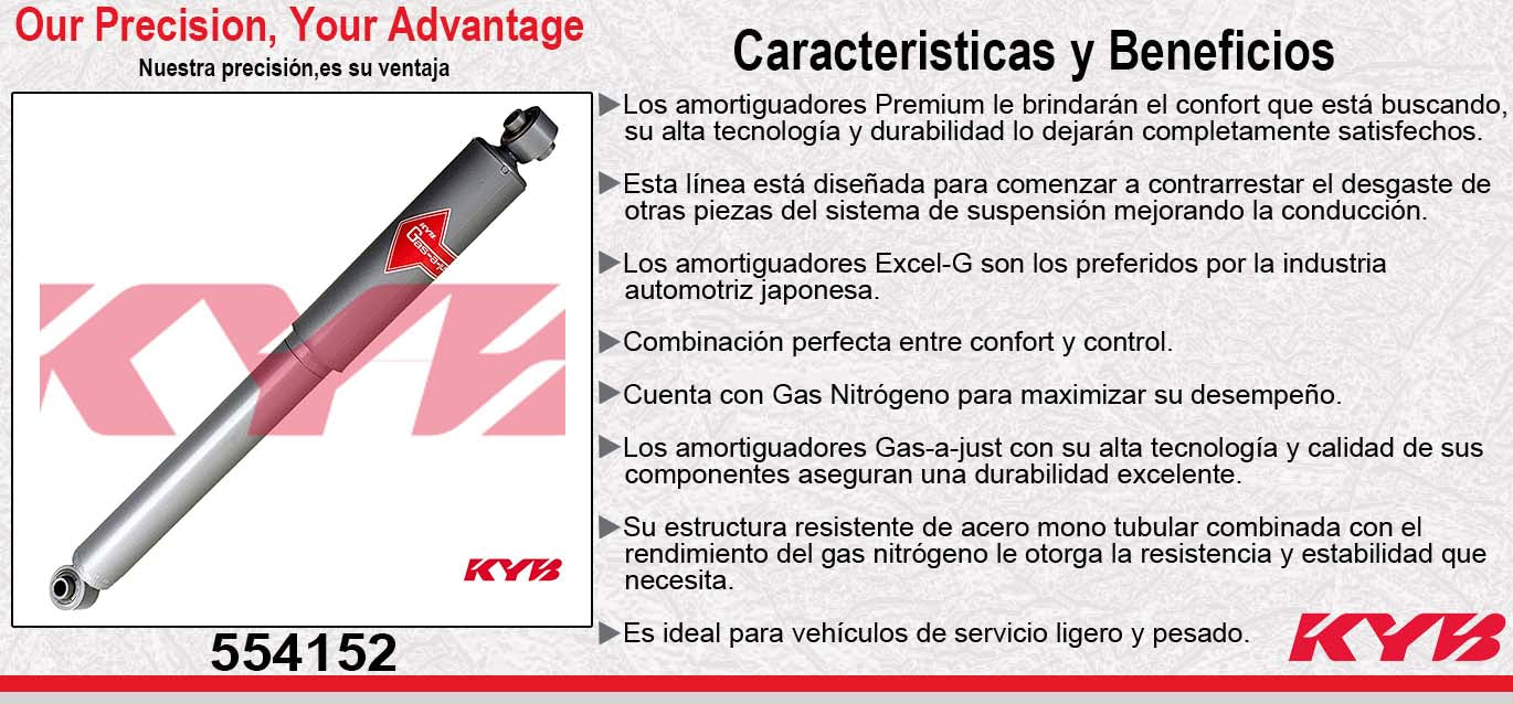 AMORTIGUADOR TRASERO DERECHO GAS-A-JUST CHEV VENTURE (1997-2005) - UPLANDER (2006-2009) - PONTIAC AZTEK (2001-2006) - SILHOUETTE (1997-1999) -MONTANA (1999-2008) KYB