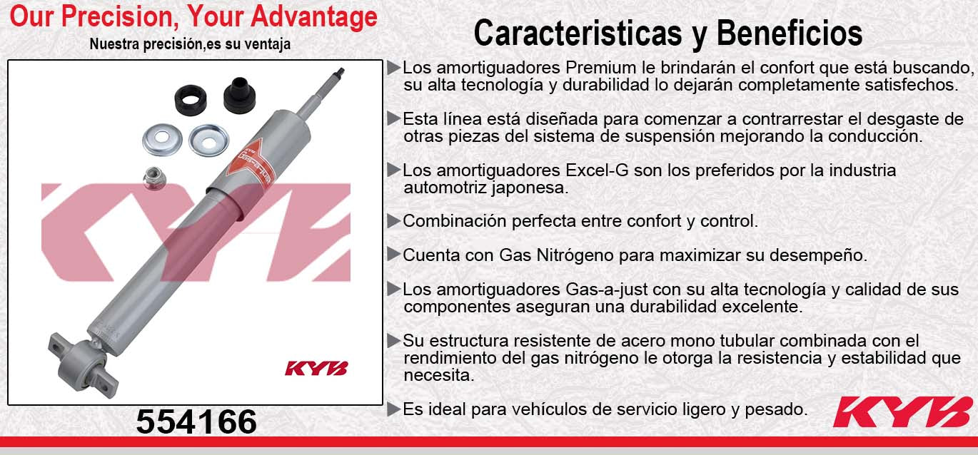 AMORTIGUADOR DELANTERO GAS-A-JUST FORD. EXPEDITION SPORT 4X2 (1997-2002) - PICK-UP F150 (LOBO) 4X2 (1997-2003) / F250 (1997-1999) - LOBO 4X2 (1998-2009) - LINCOLN. NAVIGATOR (1998-2002) KYB