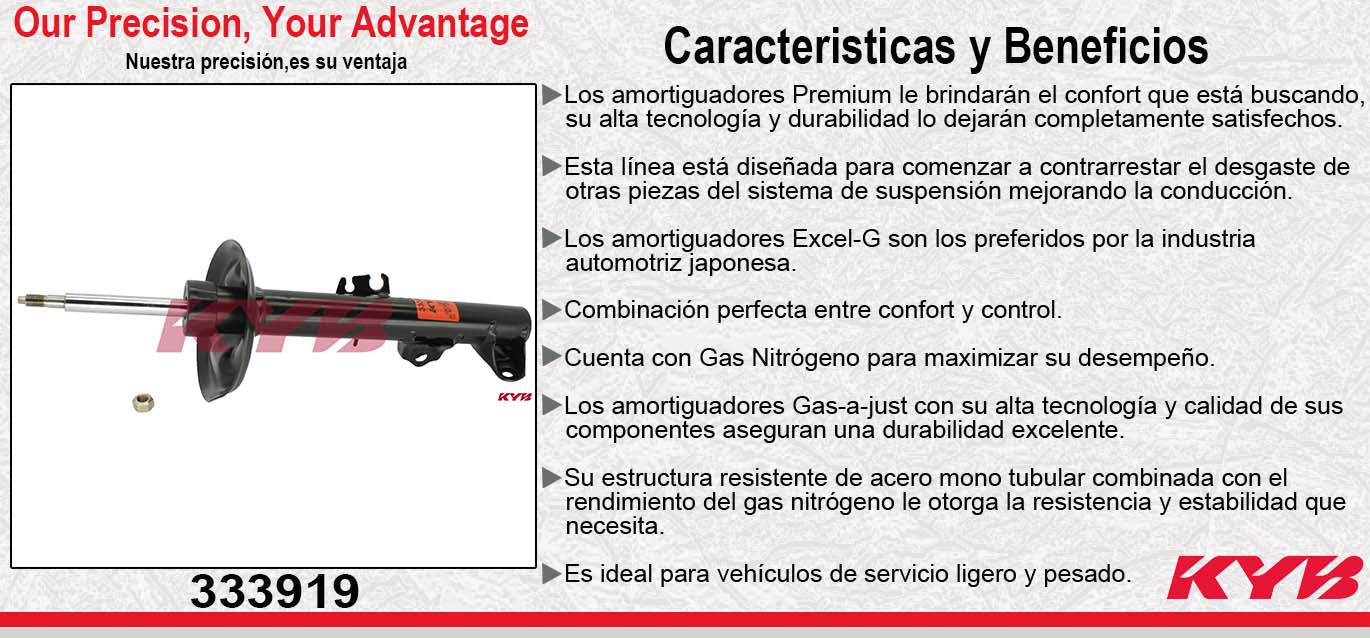 AMORTIGUADOR DELANTERO DERECHO GAS EXCEL-G BMW. SERIE3 (E36) (1995-1998) - 323IS (1998-1999) - 325I (95) - 328I (1996-1999) KYB