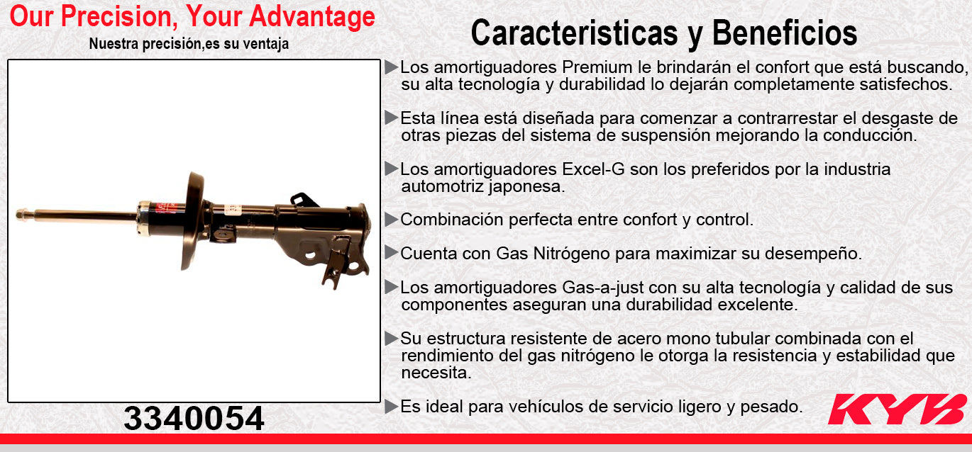 AMORTIGUADOR DELANTERO IZQUIERDO GAS EXCEL-G HONDA CIVIC (2012-2015). KYB