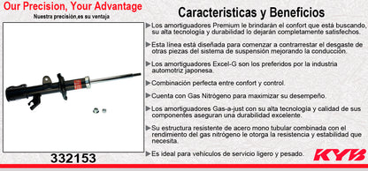 AMORTIGUADOR DELANTERO IZQUIERDO GAS EXCEL-G NISSAN MARCH (2016-2020) - NOTE (2014-2019) - VERSA (2012-2019). KYB