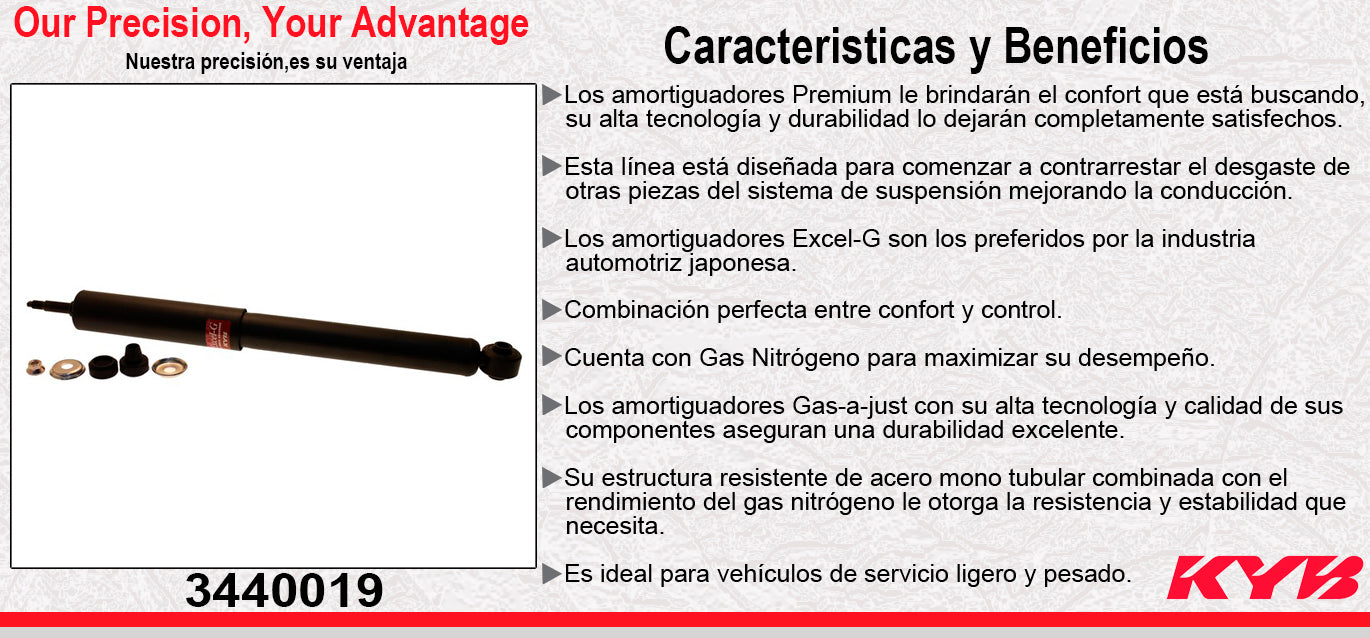 AMORTIGUADOR DELANTERO GAS EXCEL-G DODGE RAM 2500 2WD / 4WD EXC. SUSPENSIËN DE AIRE O HEAVY DUTY (2015-2017). KYB