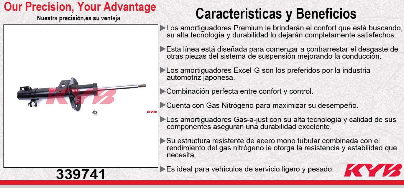 AMORTIGUADOR DELANTERO GAS EXCEL-G SEAT IBIZA TODOS (2008-2017)- VW VENTO (2014-2018) - POLO TODOS INC / TSI (2013-2017) - AUDI A1 (2011-2015) KYB