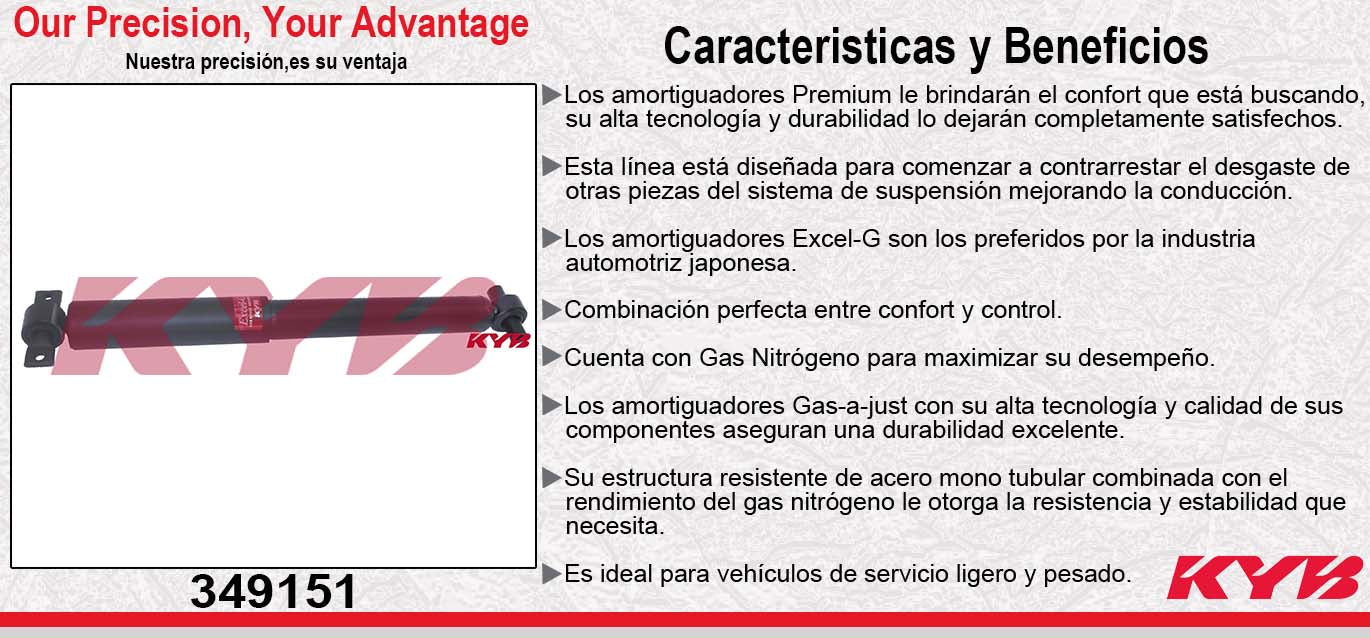 AMORTIGUADOR TRASERO GAS EXCEL-G HONDA PILOT 2WD / 4WD (2009-2015). KYB