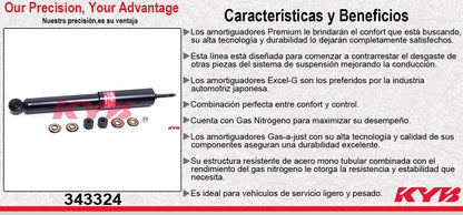 AMORTIGUADOR DELANTERO GAS EXCEL-G MAZDA B1600, B2000, B2200, B2500, B2600 TODAS 2WD (85) KYB