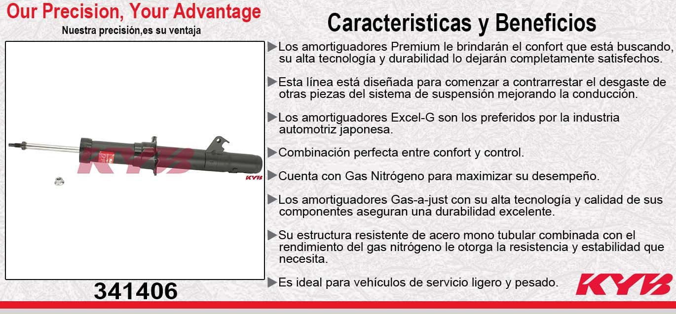 AMORTIGUADOR DELANTERO GAS EXCEL-G FORD FUSION (2006-2009) - MERCURY MILIAN TODAS (2007-2009) - LINCOLN. MKZ (2007-2012) KYB