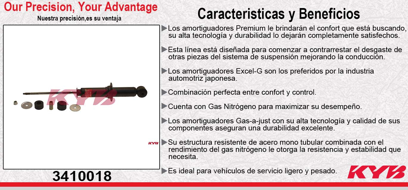 AMORTIGUADOR TRASERO GAS EXCEL-G JEEP COMPASS (2012-2017) - PATRIOT (2012-2017). 440MM KYB