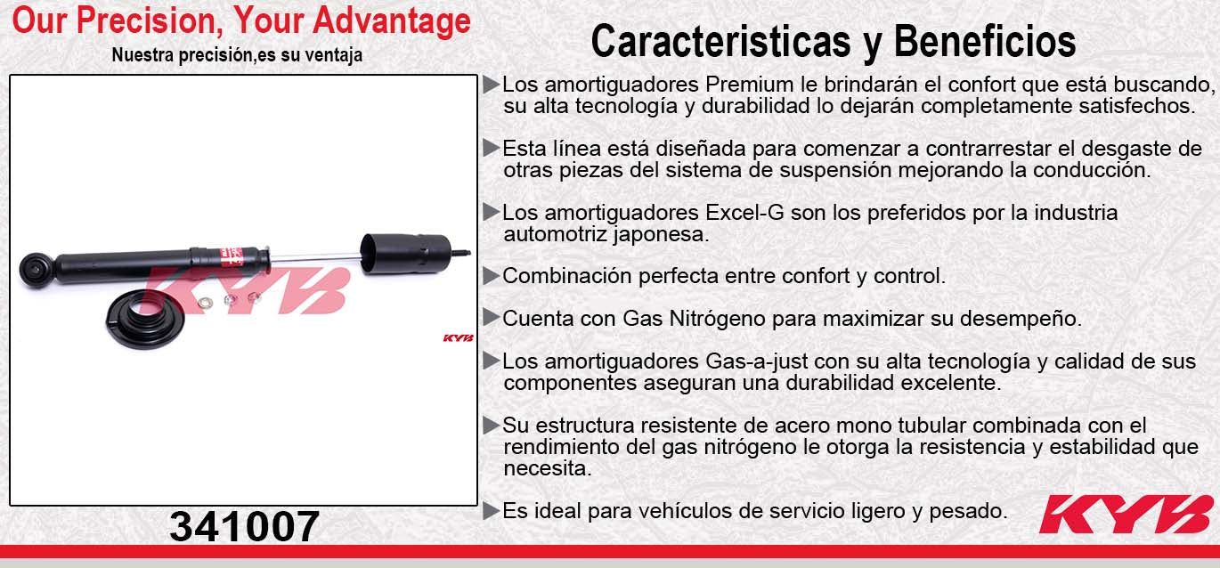 AMORTIGUADOR TRASERO GAS EXCEL-G VW. ATLANTIC (1981-1987) - CABRIOLET (1985-1993) - CARIBE (1981-1987) - JETTA (1980-1984) - RABBIT (1975-1984) / CONVERTIBLE (1980-1984) - SCIROCCO (1975-1989). KYB