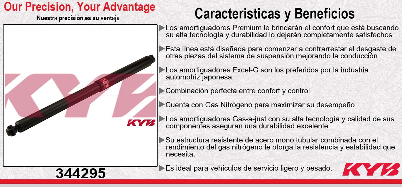 AMORTIGUADOR TRASERO GAS EXCEL-G MONTERO SPORT Y LIMITED V6 3.8 LTS. (2003-2005) KYB