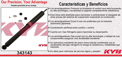 AMORTIGUADOR DELANTERO GAS EXCEL-G VW. BRASILIA (1974-1983) - SAFARI (1971-1981) - SEDAN 1500 Y 1600 (1973-2003). KYB