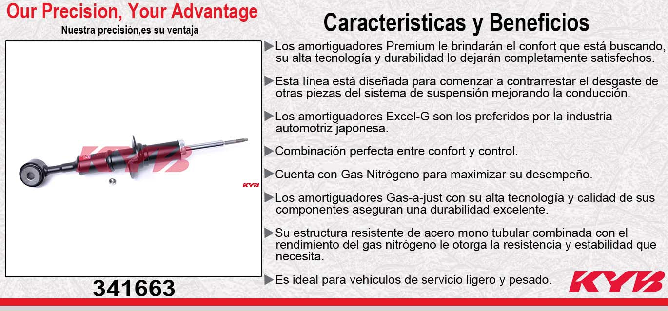 AMORTIGUADOR DELANTERO GAS EXCEL-G FORD EXPEDITION 4WD (EXC. NIVELACIËN POR AIRE) (2003-2010) - LINCOLN NAVIGATOR 4WD (EXC. NIVELACIËN POR AIRE) (2003-2010) KYB