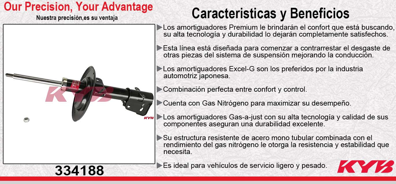 AMORTIGUADOR DELANTERO GAS EXCEL-G CHRYS. GRAND VOYAGER (1996-2000) - TOWN COUNTRY (1996-2000) - VOYAGER (1996-2000) - CARAVAN (1996-2000) - GRAND CARAVAN (1996-2000) KYB