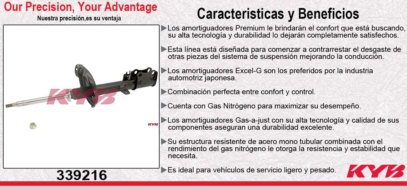 AMORTIGUADOR TRASERO DERECHO GAS EXCEL-G TOYOTA HIGHLANDER (2008-2013) - VENZA (2013-2014) KYB