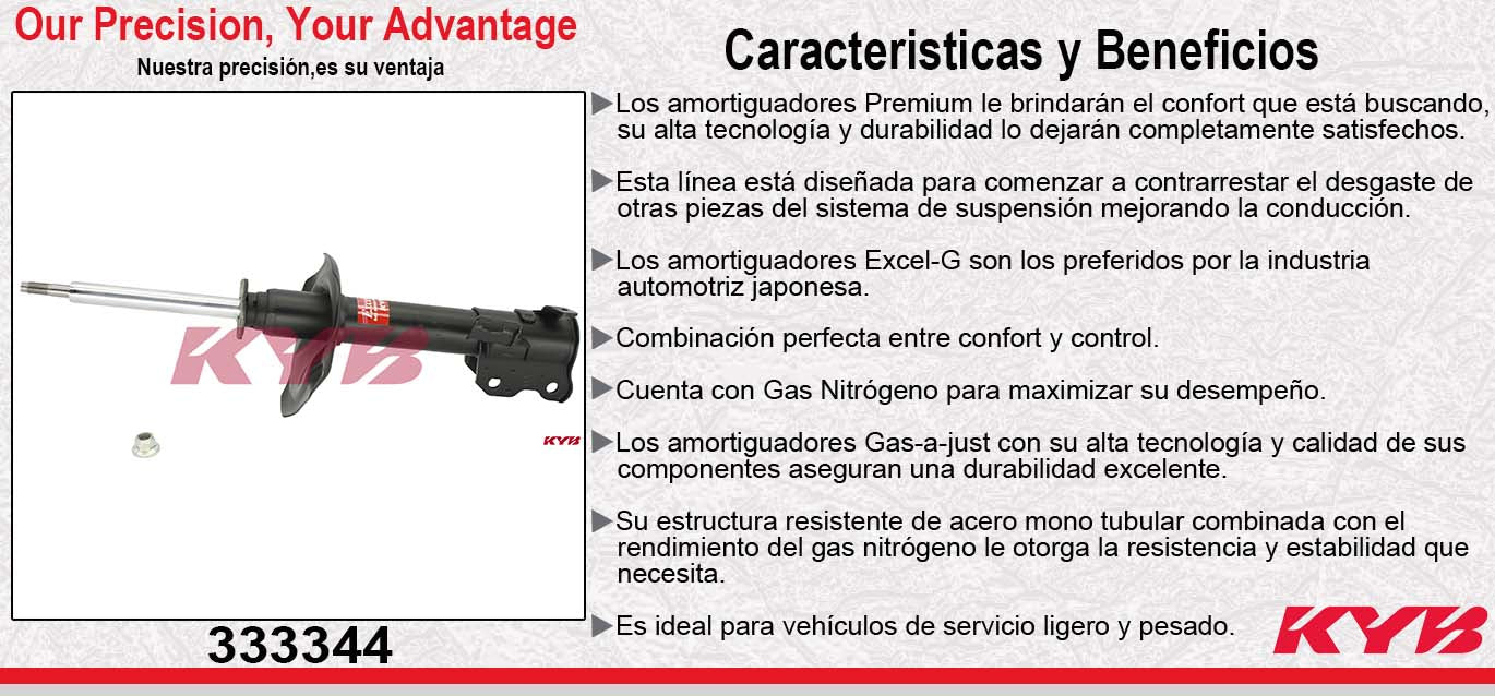 AMORTIGUADOR DELANTERO DERECHO GAS EXCEL-G NISSAN SENTRA (2000-2006) KYB