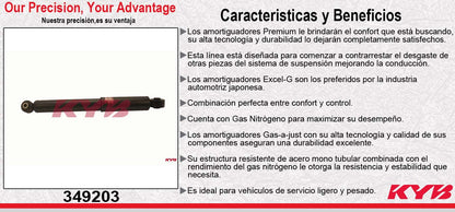 AMORTIGUADOR TRASERO DERECHO GAS EXCEL-G TOYOTA HIGHLANDER (2020-2023). 8709204 KYB