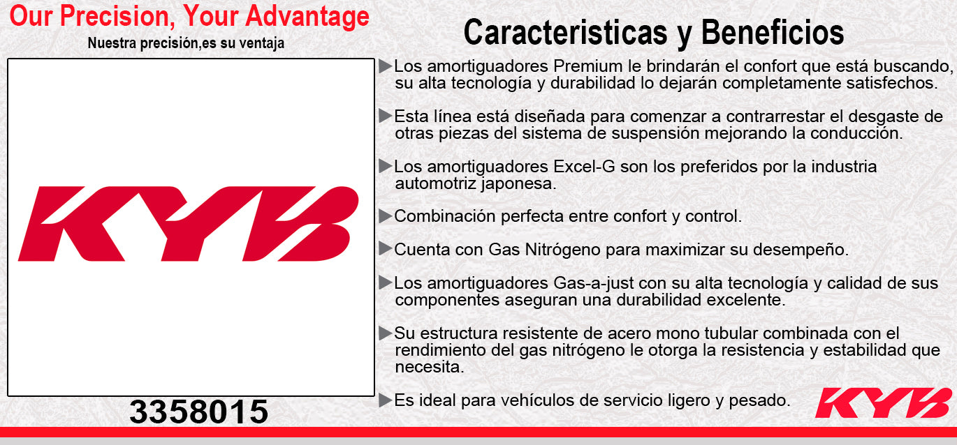 AMORTIGUADOR DELANTERO GAS EXCEL-G AUDI A3 (2017-2018) 2WD EXC Y SUSPENSIËN ELECTRËNICA - S3 Y SUSPENSIËN ELECTRËNICA 2WD EXC(2017-2018). KYB