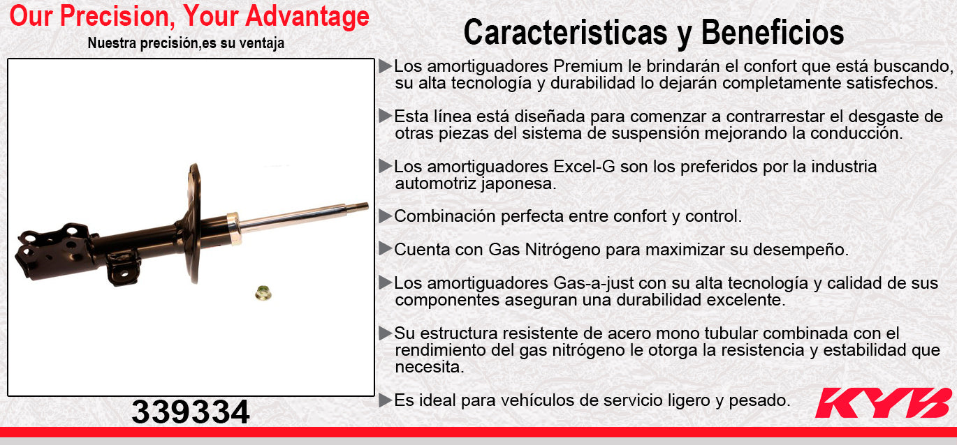 AMORTIGUADOR DELANTERO DERECHO GAS EXCEL-G TOYOTA RAV-4 L4 2.5 (2013-2015). KYB