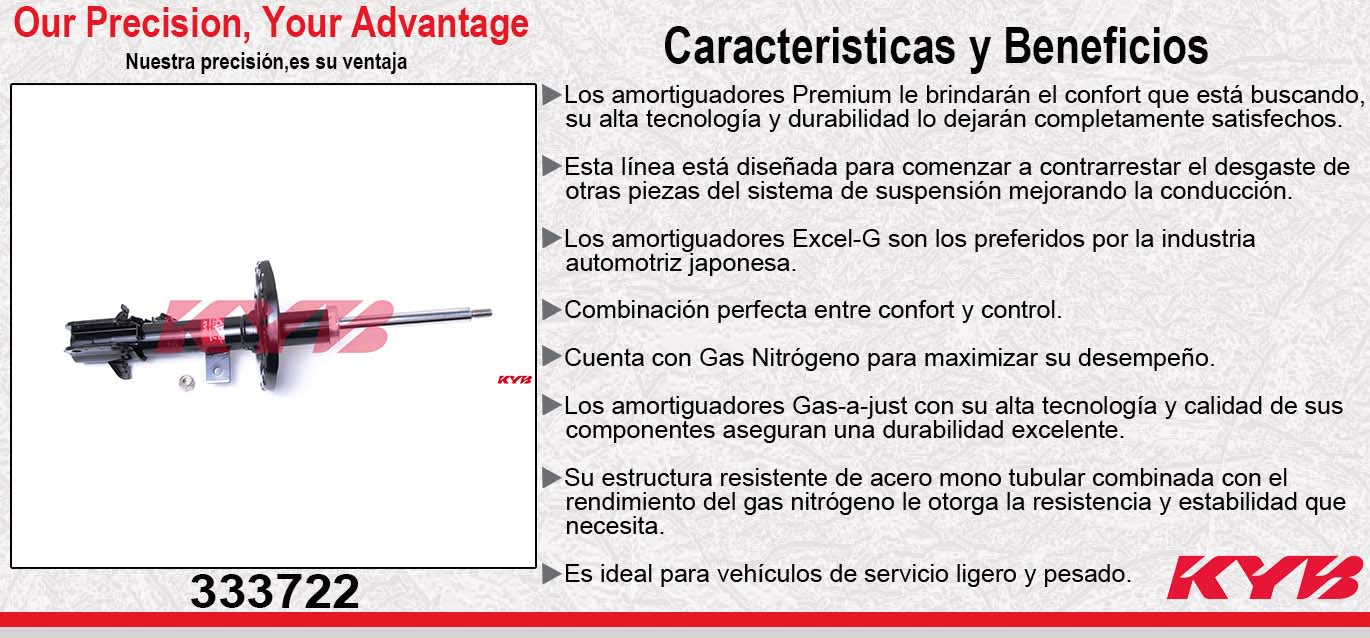 AMORTIGUADOR DELANTERO IZQUIERDO GAS EXCEL-G NISSAN MICRA (2005-2007) KYB