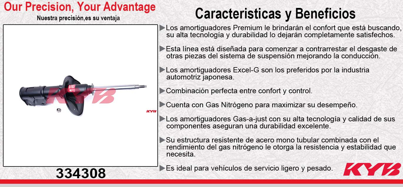 AMORTIGUADOR DELANTERO DERECHO GAS EXCEL-G .MITSUBISHI SPACE STA.(2000-2003) KYB