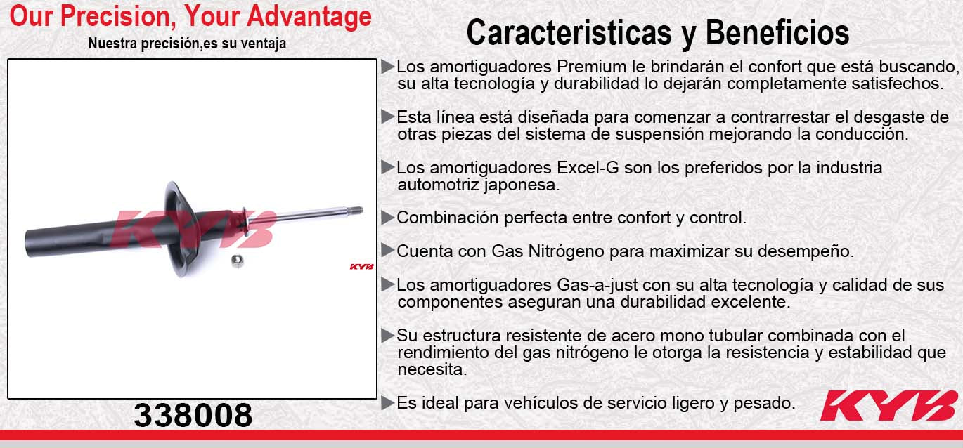 AMORTIGUADOR DELANTERO IZQUIERDO GAS EXCEL-G PEUGEOT 207CC / RC (2008-2011) KYB