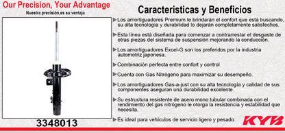 AMORTIGUADOR DELANTERO IZQUIERDO GAS EXCEL-G PEOGEOT L4 1.6 208 TURBO (2014-2017). KYB