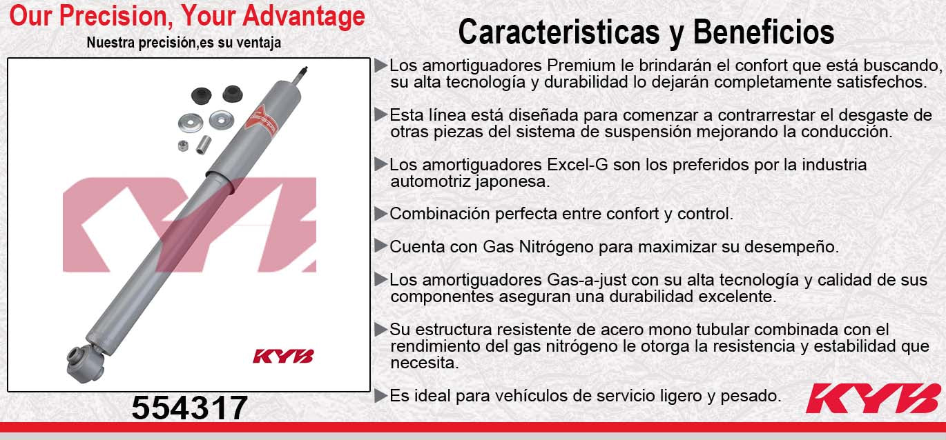 AMORTIGUADOR TRASERO GAS-A-JUST MITSUBISHI MONTERO LIMITED (2005-2007) - MONTERO LIMITE EXC SUSP ELECT (2001-2004). KYB