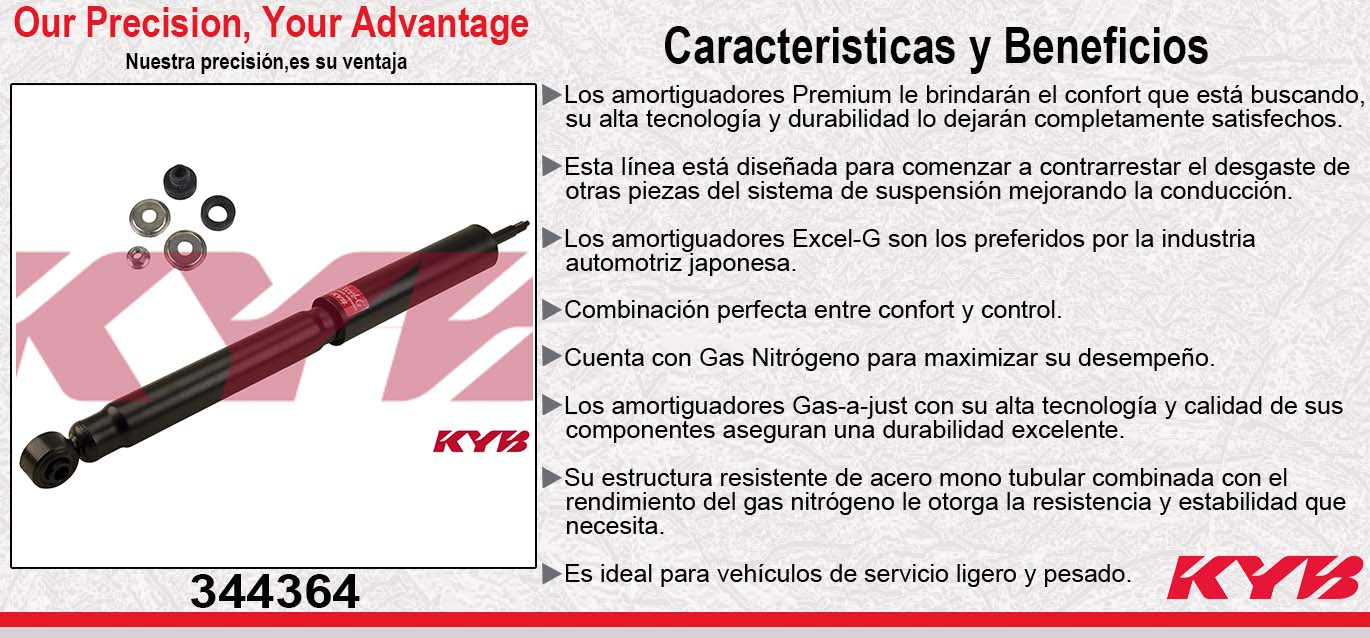 AMORTIGUADOR GAS EXCEL-G EL. (G) DODGE RAM 3500 4X2 (EJE SOLIDO) (1994-1997) (1998-1999) (2000-2002) - RAM 2500 4X4 4500 # (EJE SOLIDO) (1994-1997) (1998-1999) - RAM 3500 4X4 (EJE SOLIDO) (1994-1997) (1998-1999) (2000-2002) - RAM 2500 4X4, 2500 HD KYB