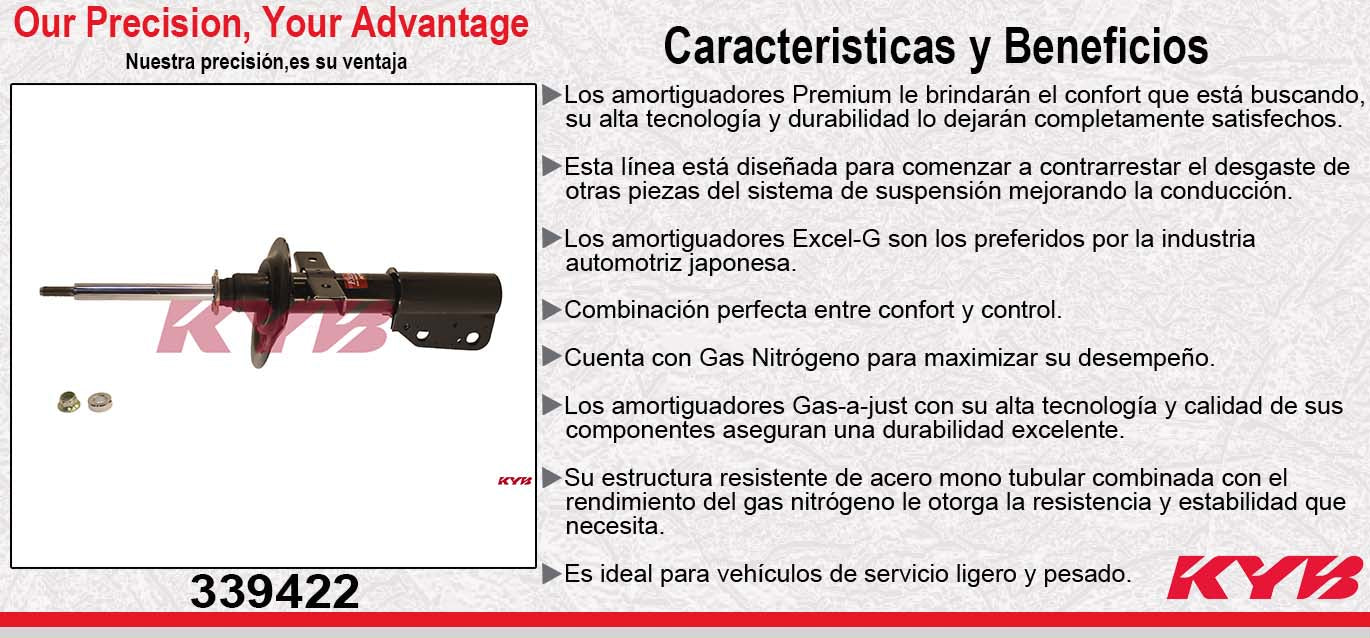 AMORTIGUADOR DELANTERO GAS EXCEL-G BUICK ENCLAVE (2013-2015) - CHEV. TRAVERSE (2013-2014) - GMC. ACADIA (2013-2014) KYB