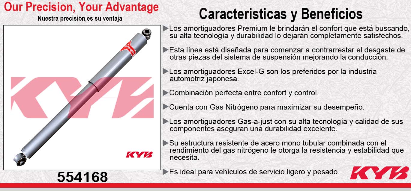 AMORTIGUADOR TRASERO GAS-A-JUST F250 (1980-1986) - F350 (1985-1998) - F-450 (1999-2004) - F-550 (1999-2004) KYB