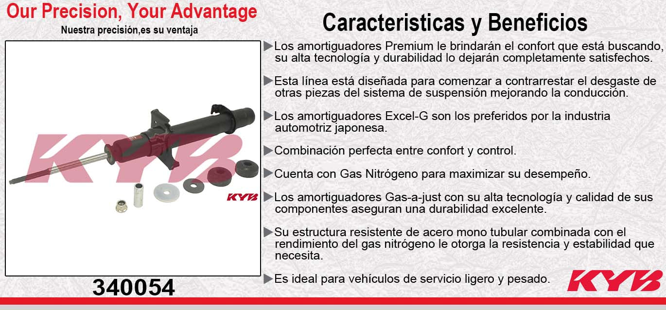 AMORTIGUADOR DELANTERO DERECHO GAS EXCEL-G ACURA TSX (2009-2014) - TL (2009-2014). KYB