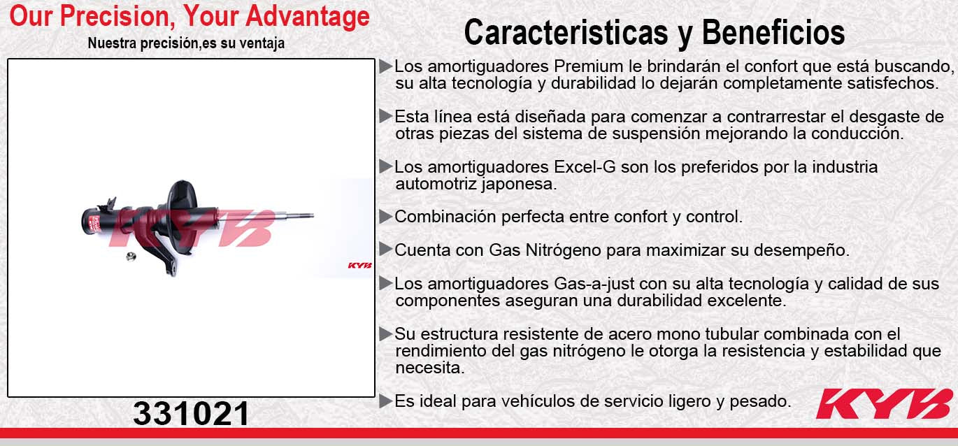 AMORTIGUADOR DELANTERO DERECHO GAS EXCEL-G HONDA CIVIC L4 1.7 (2001-2002) KYB